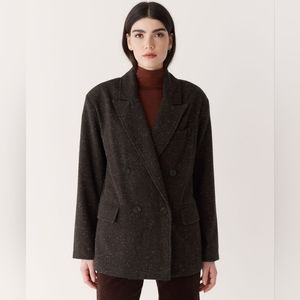 Frank & Oak - The Comfort Double Breasted Blazer in Dark Brown